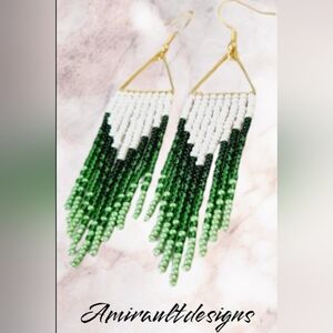 Beaded triangle tassel Earrings